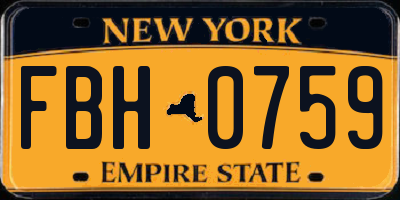 NY license plate FBH0759