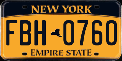 NY license plate FBH0760