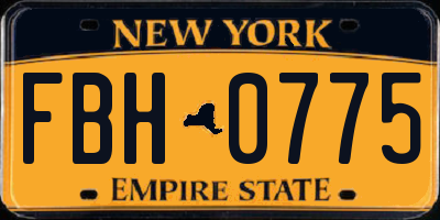 NY license plate FBH0775