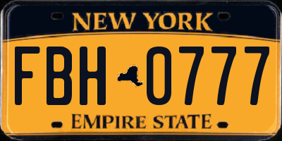 NY license plate FBH0777