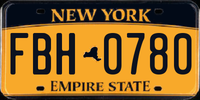NY license plate FBH0780