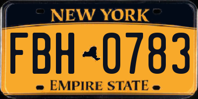 NY license plate FBH0783