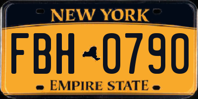 NY license plate FBH0790