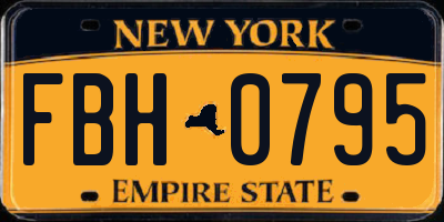NY license plate FBH0795