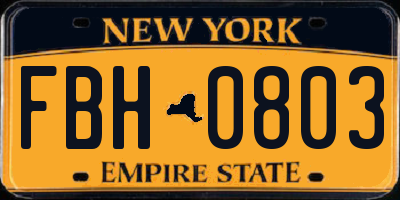 NY license plate FBH0803