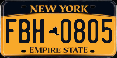 NY license plate FBH0805