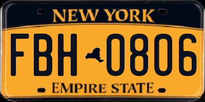 NY license plate FBH0806