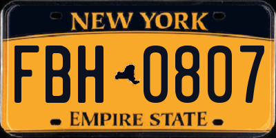 NY license plate FBH0807