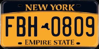 NY license plate FBH0809