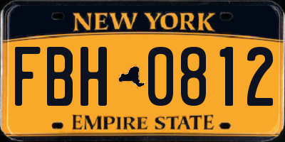 NY license plate FBH0812