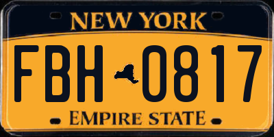 NY license plate FBH0817