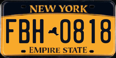 NY license plate FBH0818