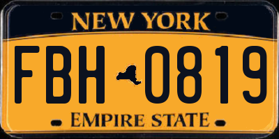 NY license plate FBH0819