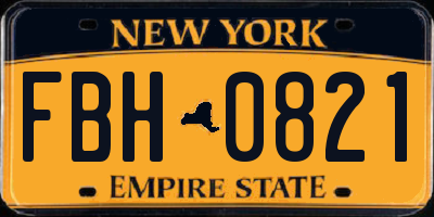 NY license plate FBH0821