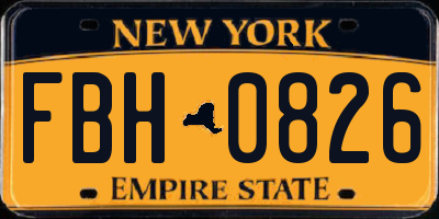 NY license plate FBH0826