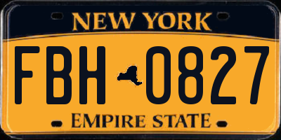 NY license plate FBH0827