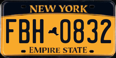 NY license plate FBH0832