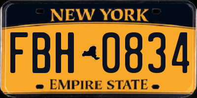 NY license plate FBH0834
