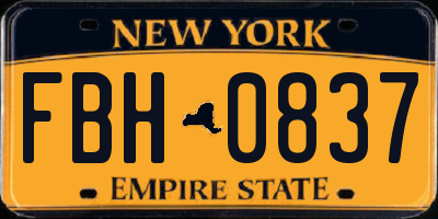 NY license plate FBH0837
