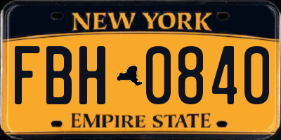 NY license plate FBH0840