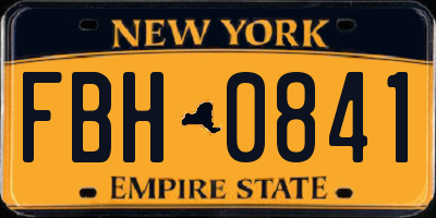 NY license plate FBH0841