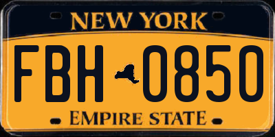 NY license plate FBH0850