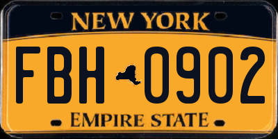 NY license plate FBH0902