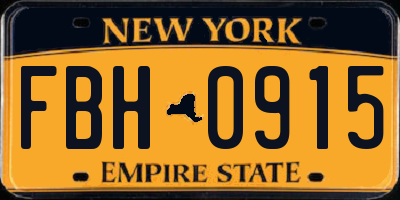 NY license plate FBH0915