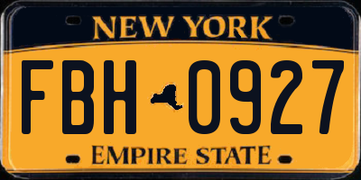 NY license plate FBH0927