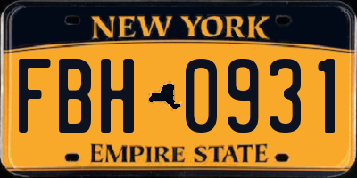NY license plate FBH0931