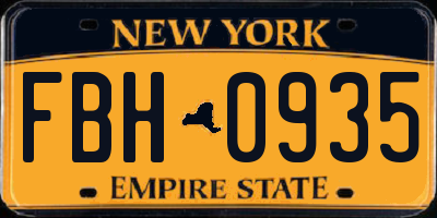 NY license plate FBH0935