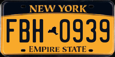 NY license plate FBH0939