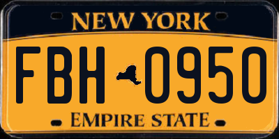 NY license plate FBH0950