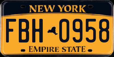 NY license plate FBH0958