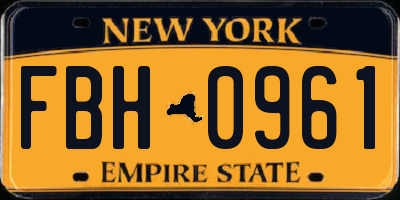 NY license plate FBH0961
