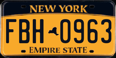 NY license plate FBH0963