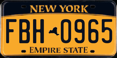 NY license plate FBH0965