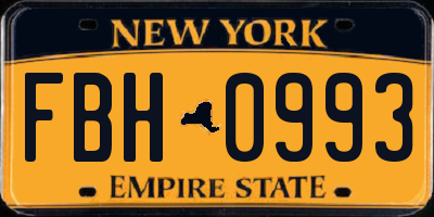 NY license plate FBH0993