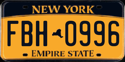NY license plate FBH0996