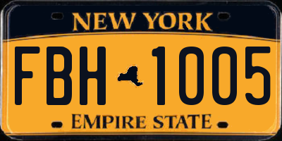 NY license plate FBH1005