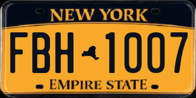NY license plate FBH1007