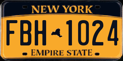 NY license plate FBH1024