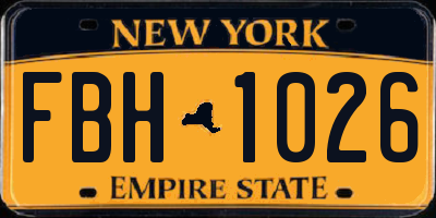 NY license plate FBH1026