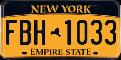 NY license plate FBH1033