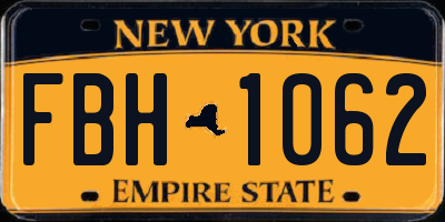 NY license plate FBH1062