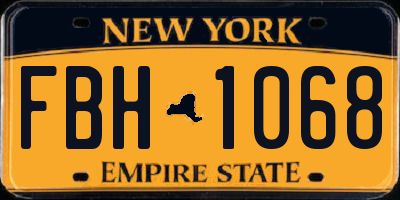 NY license plate FBH1068