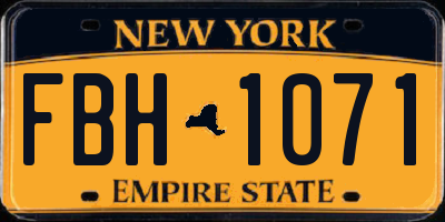 NY license plate FBH1071