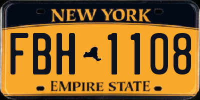 NY license plate FBH1108