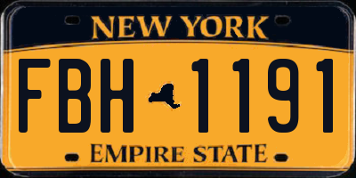 NY license plate FBH1191
