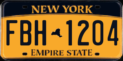 NY license plate FBH1204